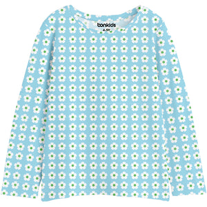 Girls Blue Printed Full Sleeve Tshirt