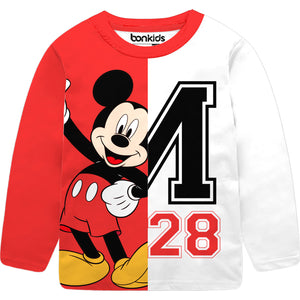 Mickey Red/White Full Sleeve Boys T-SHIRT