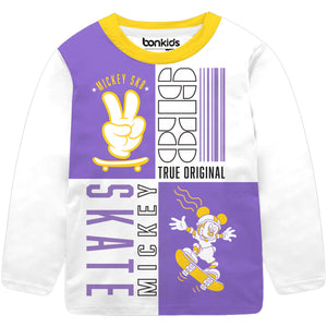 Mickey Lavender Full Sleeve Boys T-SHIRT