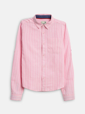 Boys Shirts Pink Striped Full Sleeve