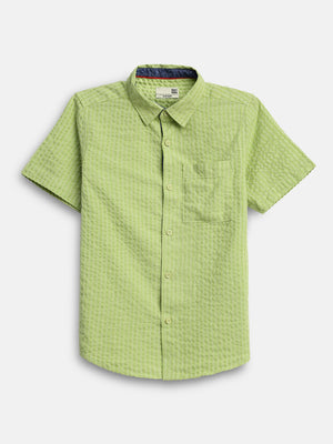 Boys Shirts Green Half Sleeve