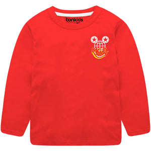 Mickey Red Full Sleeve Boys T-SHIRT