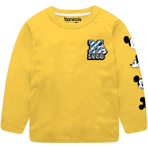 Mickey Yellow Full Sleeve Boys T-SHIRT