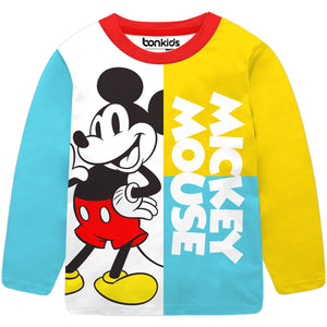 Mickey Green/Yellow Full Sleeve Boys T-SHIRT