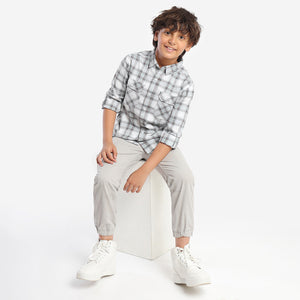 Boys Grey White Color Shirt