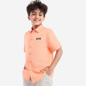 Boys Orange Half Sleeve Shirt