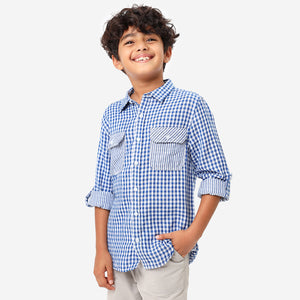 BONKIDS BOYS Double Pocket Checks Full Sleeve SHIRTS