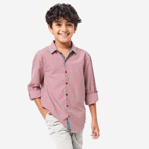 BONKIDS BOYS Pink Checks Full Sleeve SHIRTS