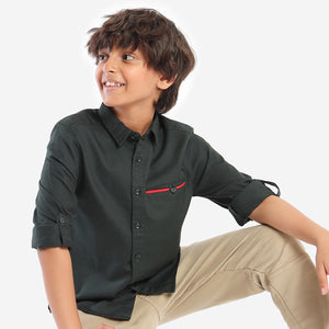 Boys Green Full SLeeve Shirt