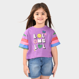 Girls Croped Printed Cotton Tshirt