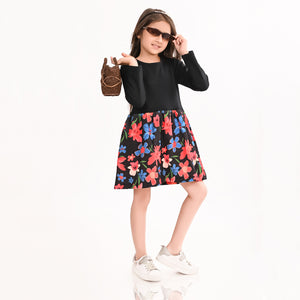 Girls Dress Full Sleeves Black