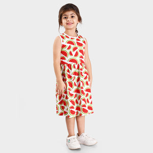 Girls Printed Cotton Casual Dress