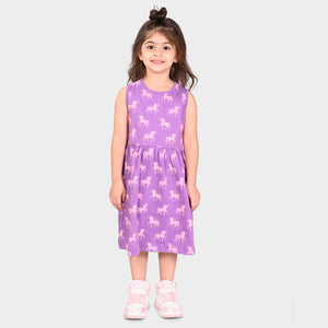 Girls Lavender Cotton Casual Dress