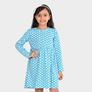 Girls Blue Cotton Dress