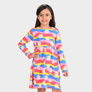 Girls Printed Full Sleeves Dress