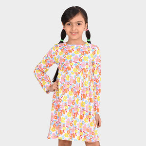 Girls Cotton Printed Full sleeve Dress