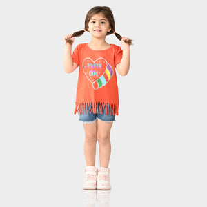 Girls Printed Fringe Top