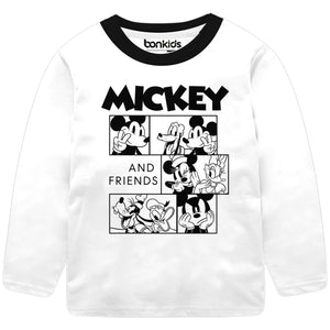 Mickey White Full Sleeve Boys T-SHIRT