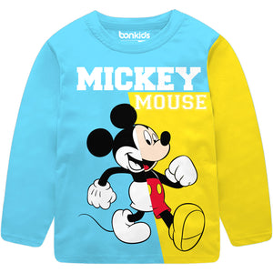 Mickey Blue/Yellow Full Sleeve Boys T-SHIRT