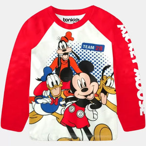 Mickey Red Full Sleeve Boys T-SHIRT