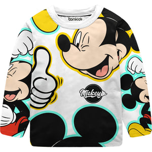 Mickey White Full Sleeve Boys T-SHIRT