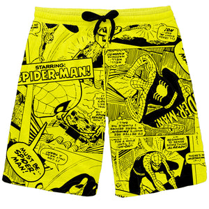 Spiderman Yellow Print Boys Shorts